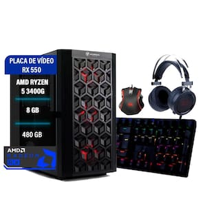 Pc gamer amd ryzen 5 3400g 8gb ddr4, ssd m2 480gb, rx 550