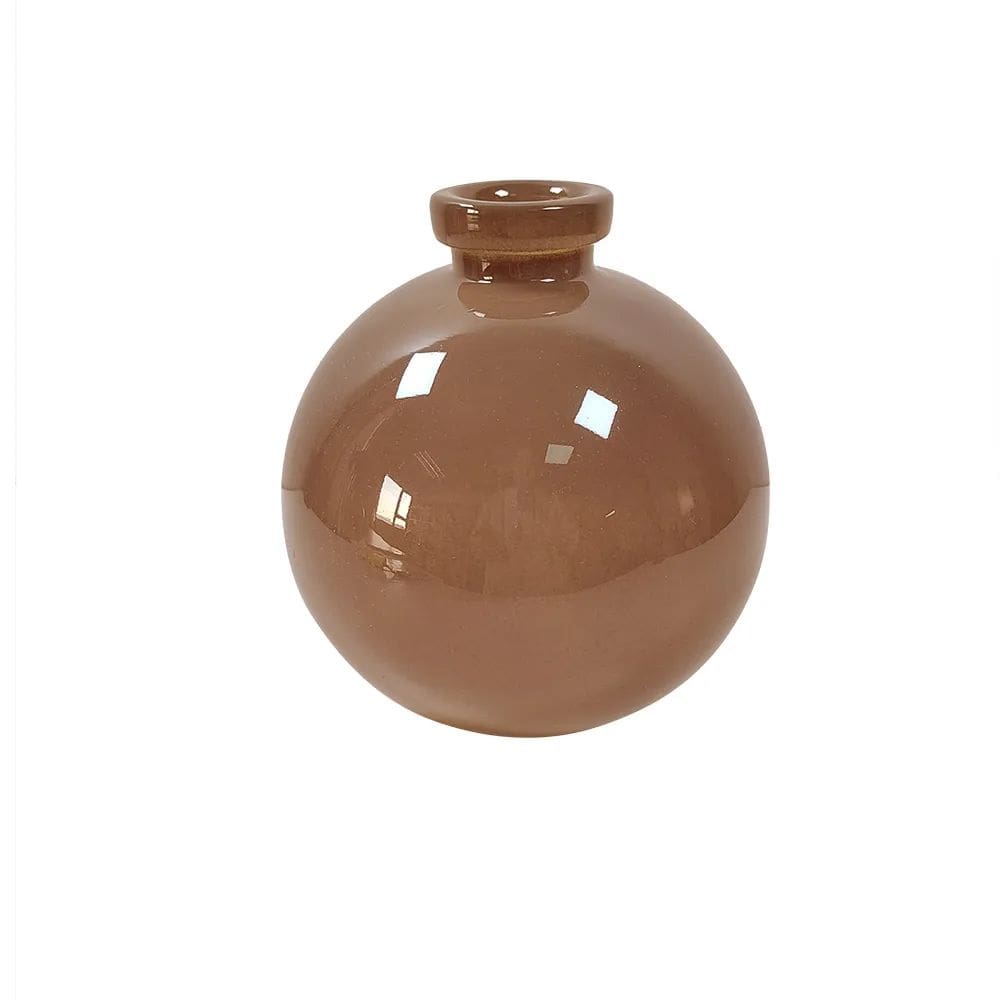 Vaso Decorativo de Vidro Marrom 18cm BH0378 BTC