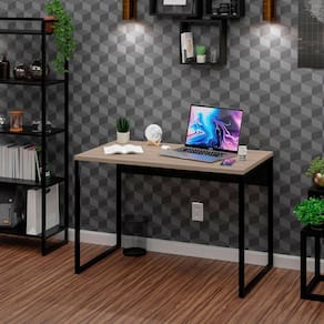Escrivaninha Mesa Para Escritório Diretor Estilo Industrial 100cm Carvalho