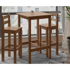 Mesa Alta Canada 700x700 com 2 Bancos Verniz Noguera