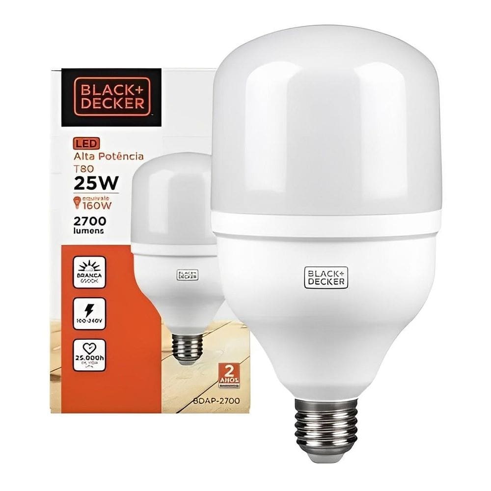 Lâmpada led 50w bulbo biv 6500k branca - black+decker