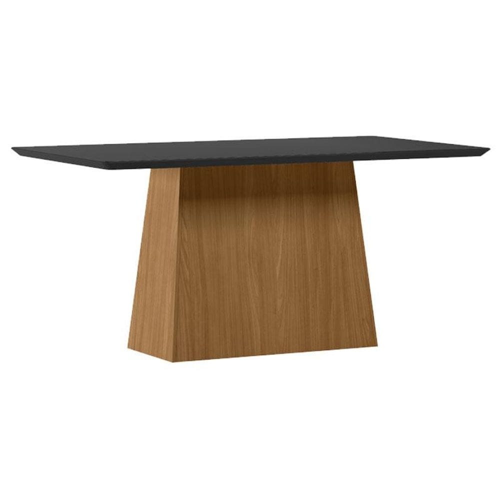 Mesa de Jantar 160 cm Barbara com Vidro Ype Preto - New Ceval