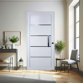 Porta de Aço Social Slim 215x95cm com Puxador Pequeno Ideal Crv Esquadrias Branco