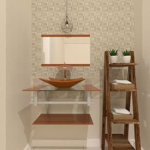 Gabinete de Vidro 70cm com Cuba Retangular Dourado Real