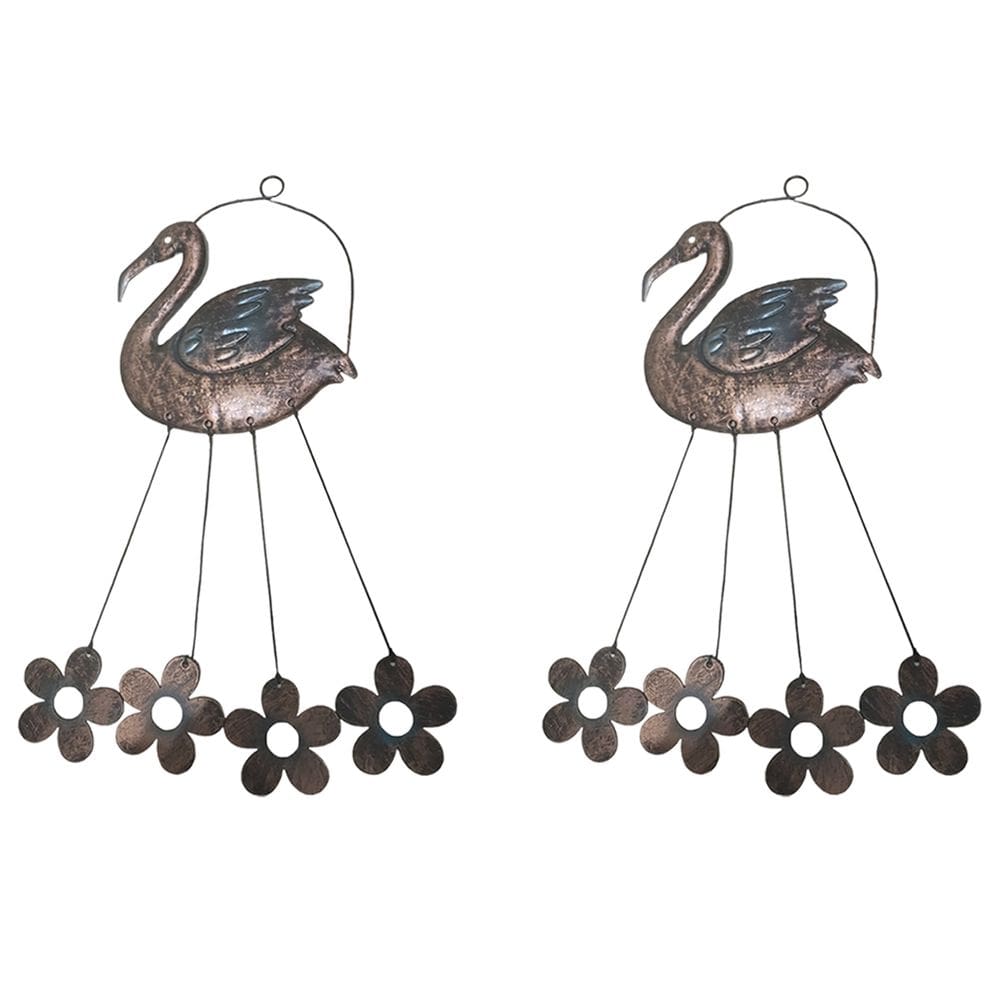 Sino dos Ventos Flamingo Flores Cisne Kit 2 unidades Quintal Jardim Decoraçao Varanda