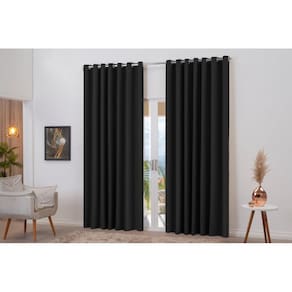 Cortina lisa blackout preta 2 metros para varão de 28mm