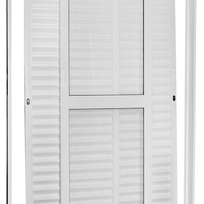 Porta Balcão de Aço 215x150cm 3 Folhas Moveis Ideal Crv Esquadrias Branco