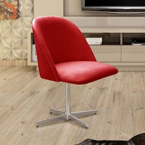 Poltrona Decorativa Gaia Giratória Metal para Sala, Quarto, Recepção Vermelho