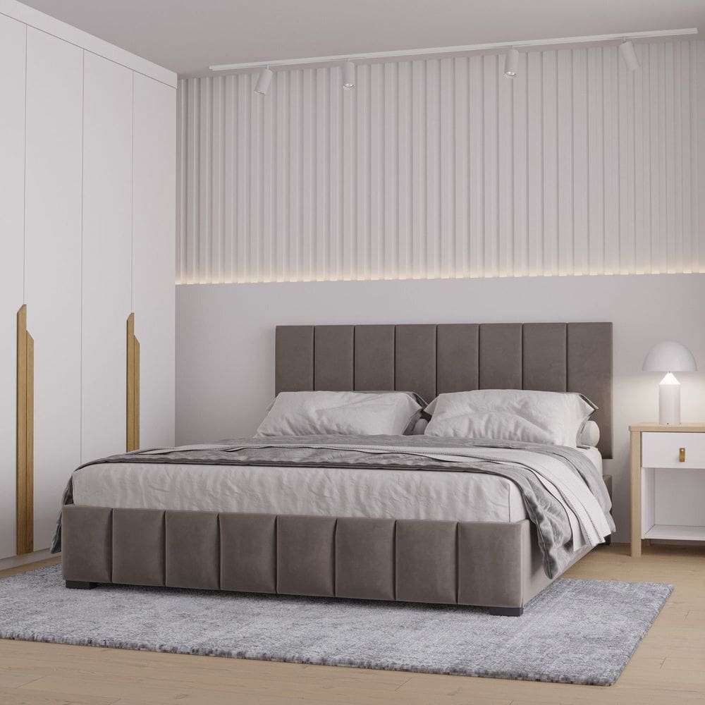 Cama Baú Queen sem Cabeceira Uvaia Cabecasa Madeiramadeira Capuccino