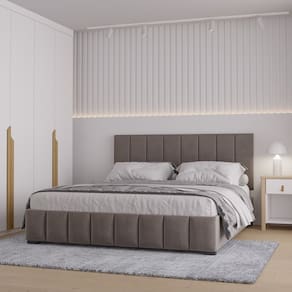 Cama Baú Queen sem Cabeceira Uvaia Cabecasa Madeiramadeira Capuccino