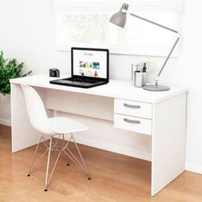 Mesa De Escritório Escrivaninha com Gaveta 160x60cm Tampo 30mm Branco
