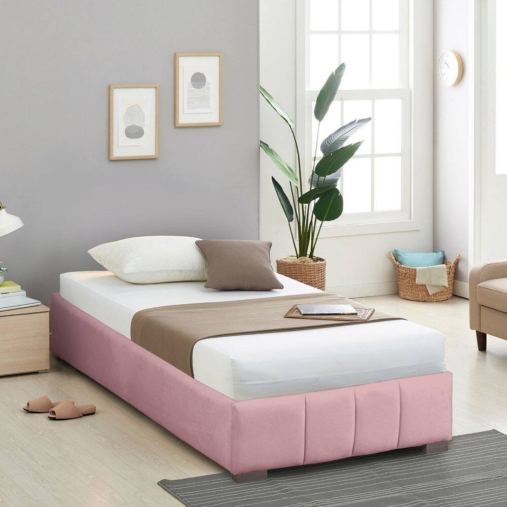 Cama Solteiro Estofada sem Cabeceira Uvaia Cabecasa Madeiramadeira Rosa
