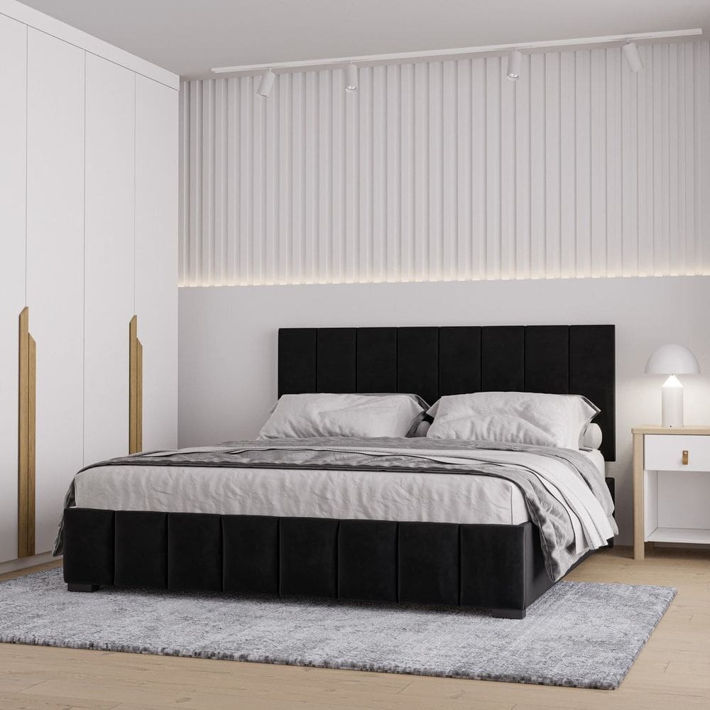 Cama Baú Queen sem Cabeceira Uvaia Cabecasa Madeiramadeira Preto
