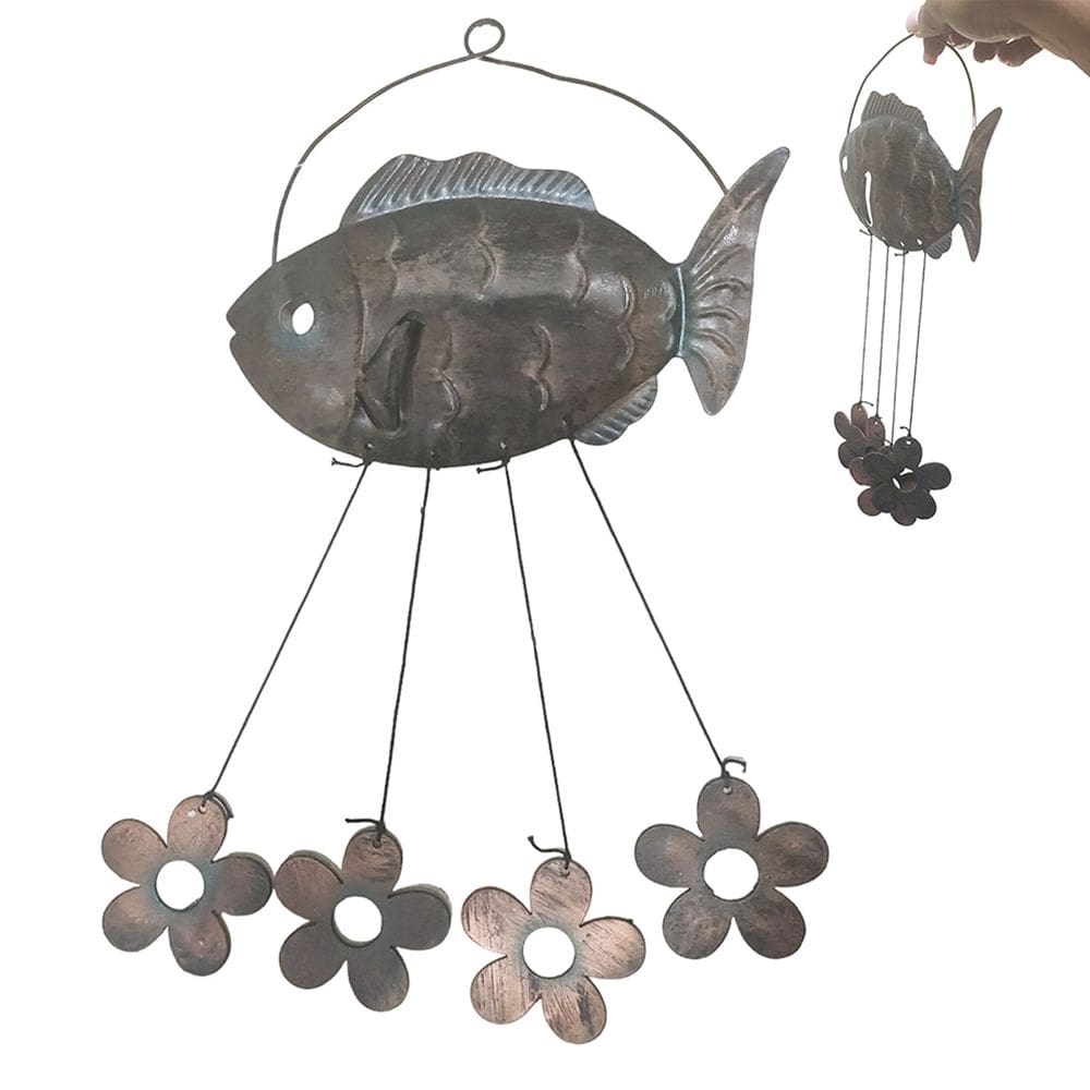 Sino dos Ventos Sapo Flores Decoraçao Janela Varanda Quintal Jardim Relaxante Enfeite