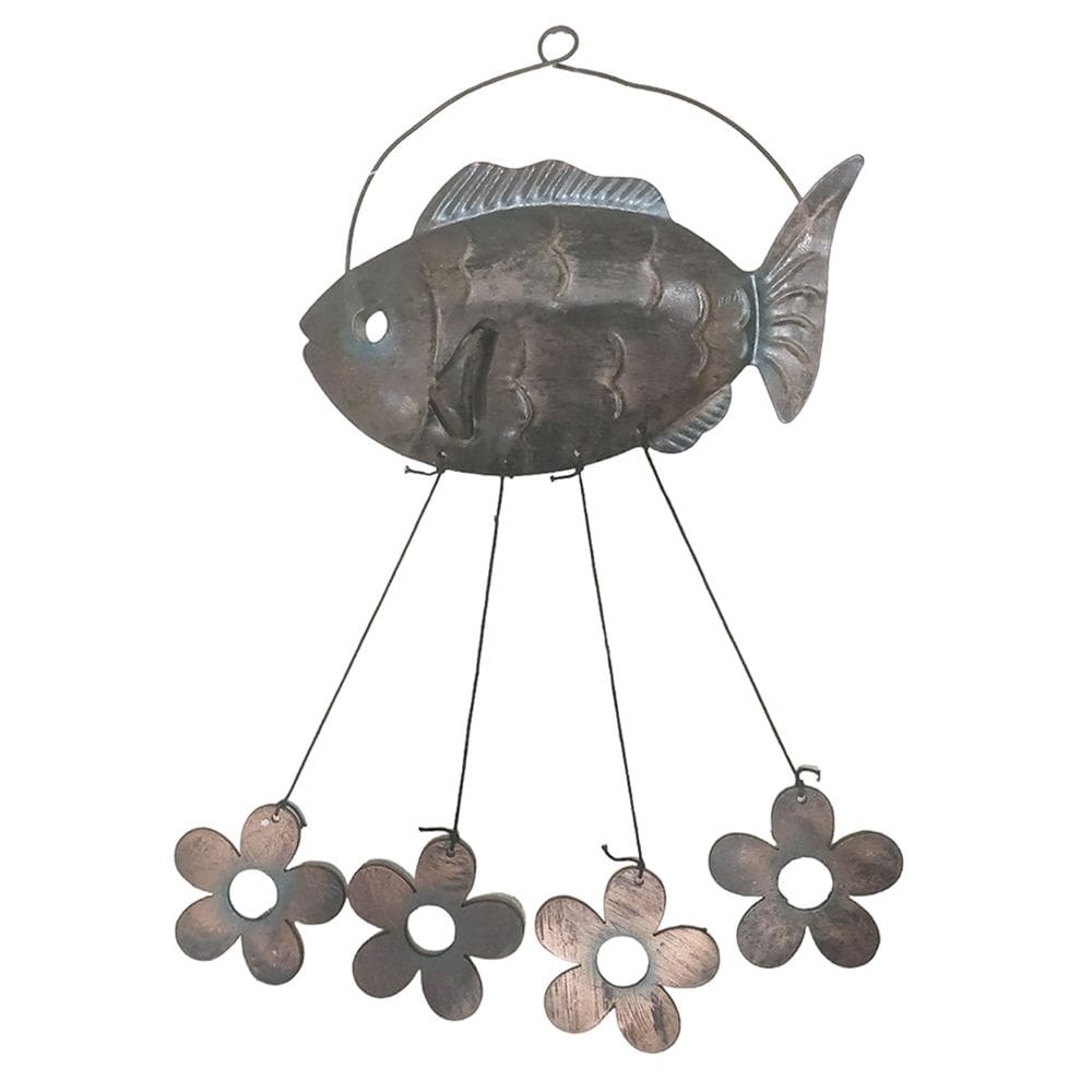 Sino dos Ventos Peixe Flores Jardim Decoraçao Janela Varanda Quintal Enfeite Ambiente