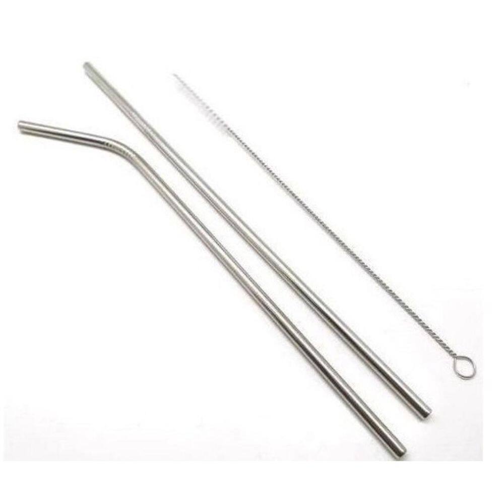 Kit 2 canudos inox reto curvado escova limpeza 560mtzi