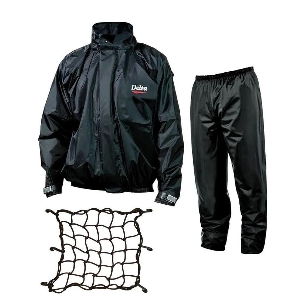 Capa de chuva jaqueta calça delta nylon p + elastico aranha