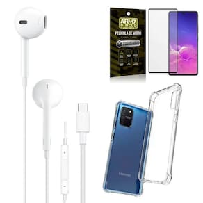 Capa samsung s10 lite + fone de ouvido tipo c + película 3d