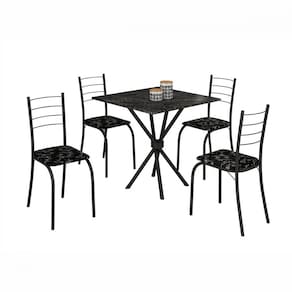 Conjunto De Mesa Ipanema 0,75m Com 4 Cadeiras Martelado Grafite Teixeira