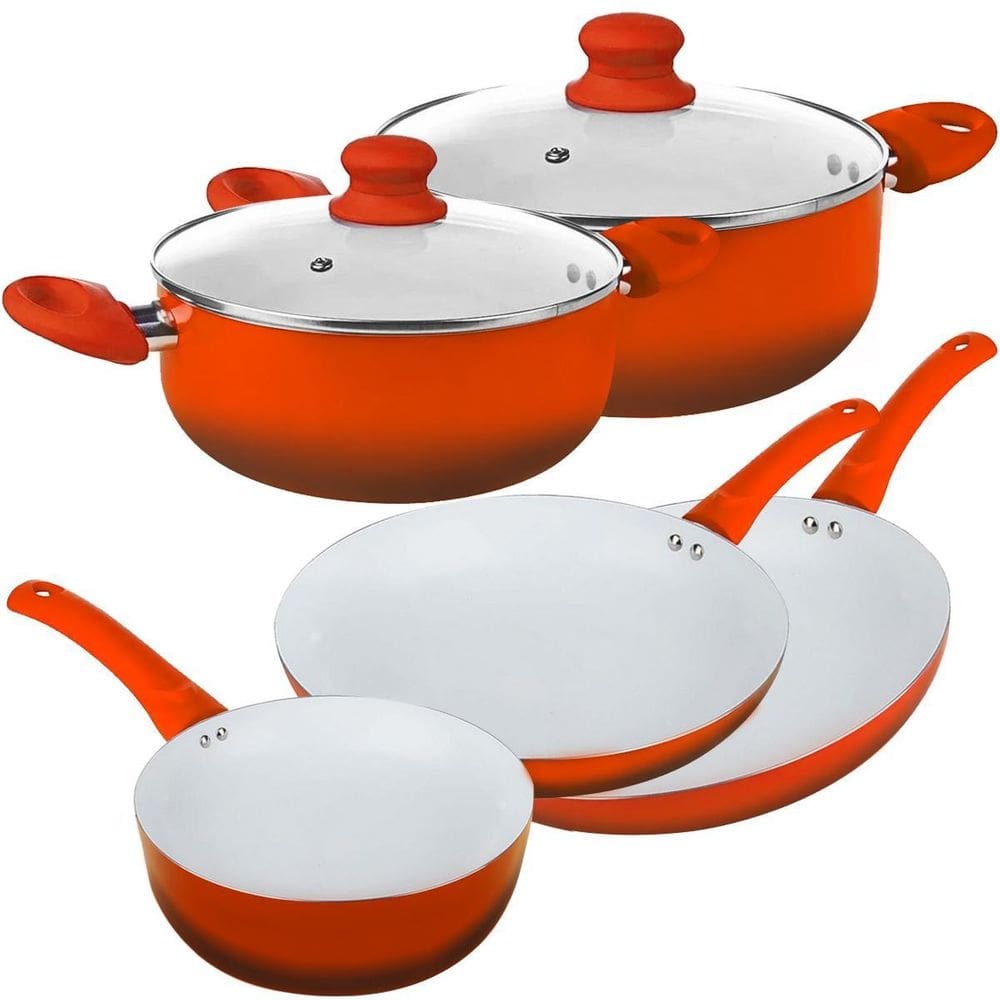 Jogo De Panelas Em Cerâmica 05 Peças Tampa Com Saída Vapor