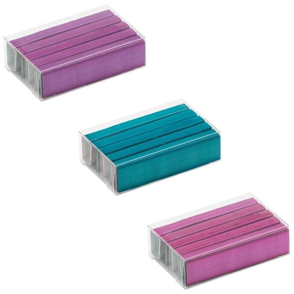 Kit 03 Grampo Colorido 26/6 3000 Unidades Azul, Rosa, Roxo BRW