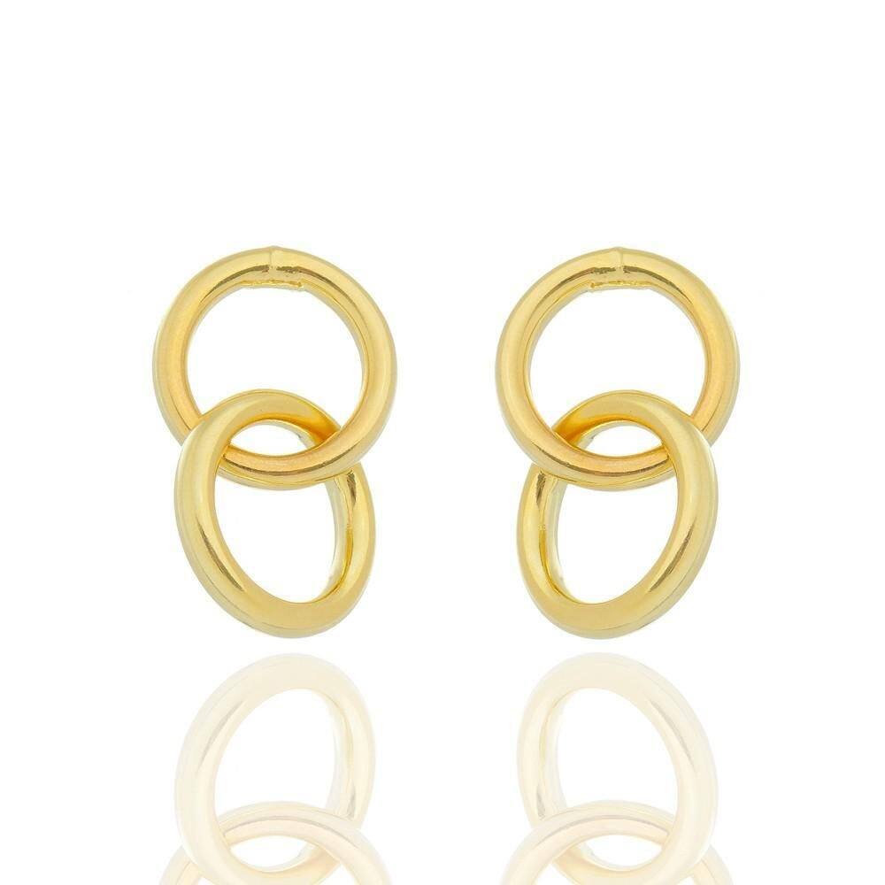 Brinco Elos Redondo Folheado A Ouro 18K