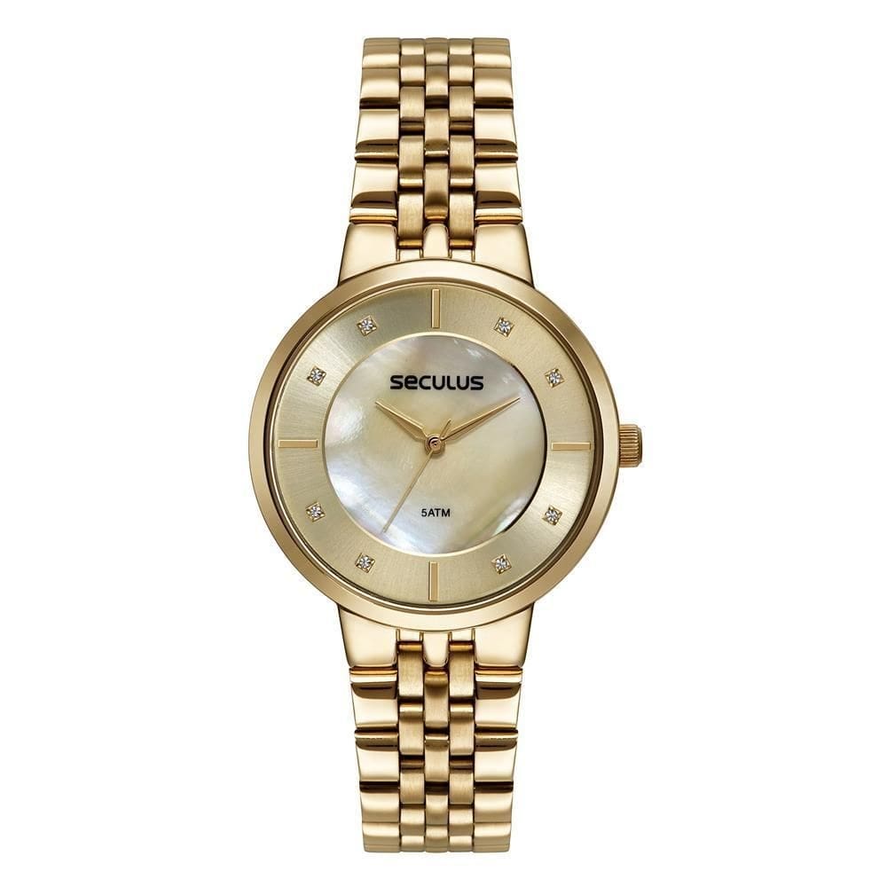Relógio Seculus Feminino Ref: 77248Lpsvds1 Casual Dourado