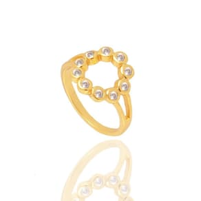 Anel Pontos De Luz Zirconia Nº 18 Folheado A Ouro