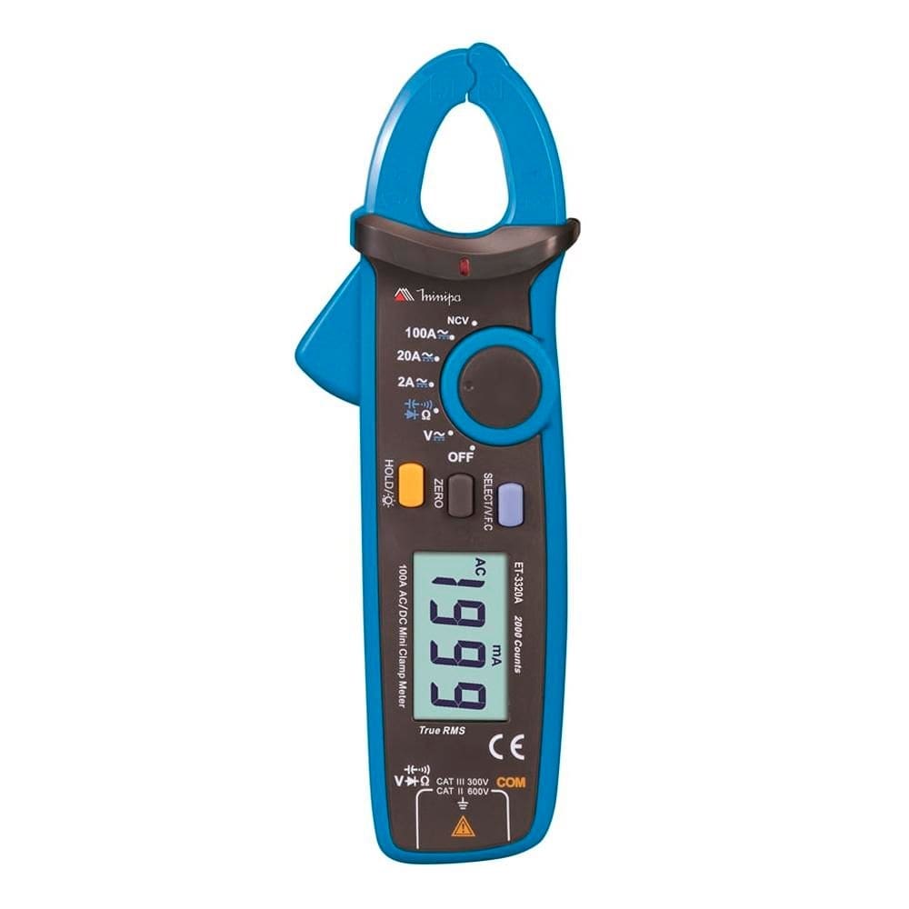 Alicate Amperímetro Digital True RMS CAT III 300V - Minipa ET-3320A