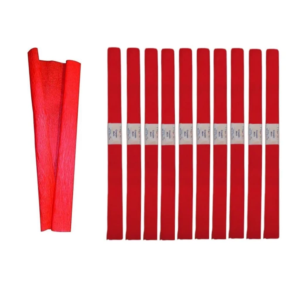 Pacote Papel Crepom 48cmx2m Vermelho C/10 - Ridet