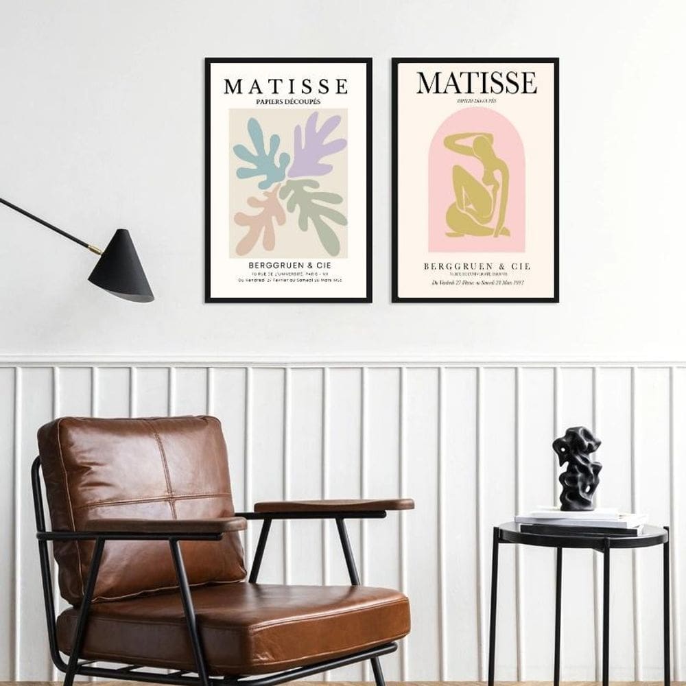 Kit 2 Quadros Artes Matisse Tons Pasteis 45X34Cm - Com Vidro