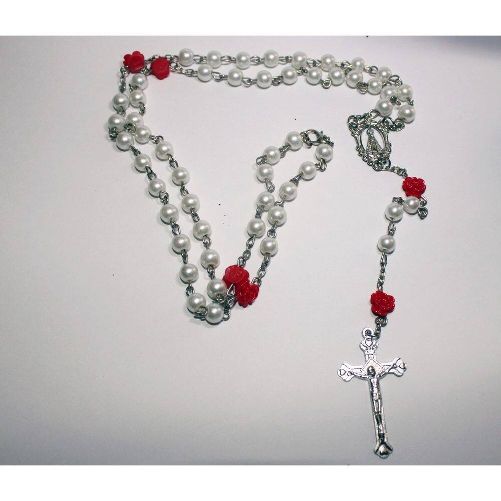 Terço de Nossa Senhora Aparecida Pérola Branca 4mm