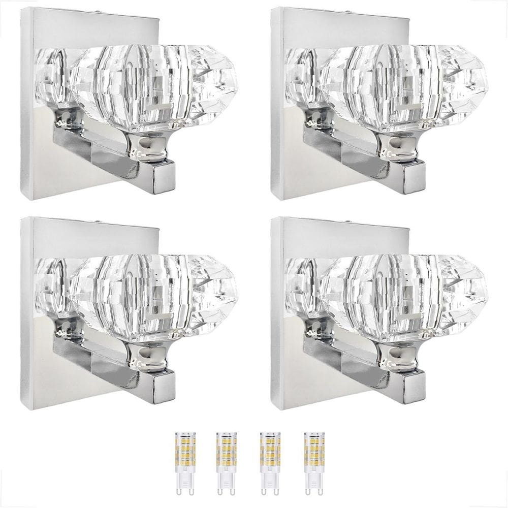 Kit 4 Arandela Cristal Prata Espelhado Cindy Lavabo Bet41 +