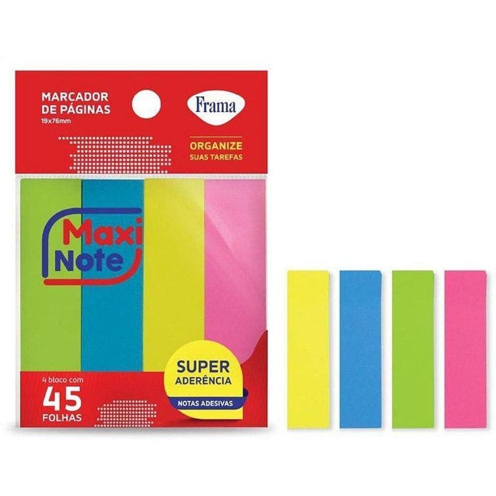 Bloco Marcador Página Adesivo 19X76Mm Maxi Neon 4Cores 45Fls