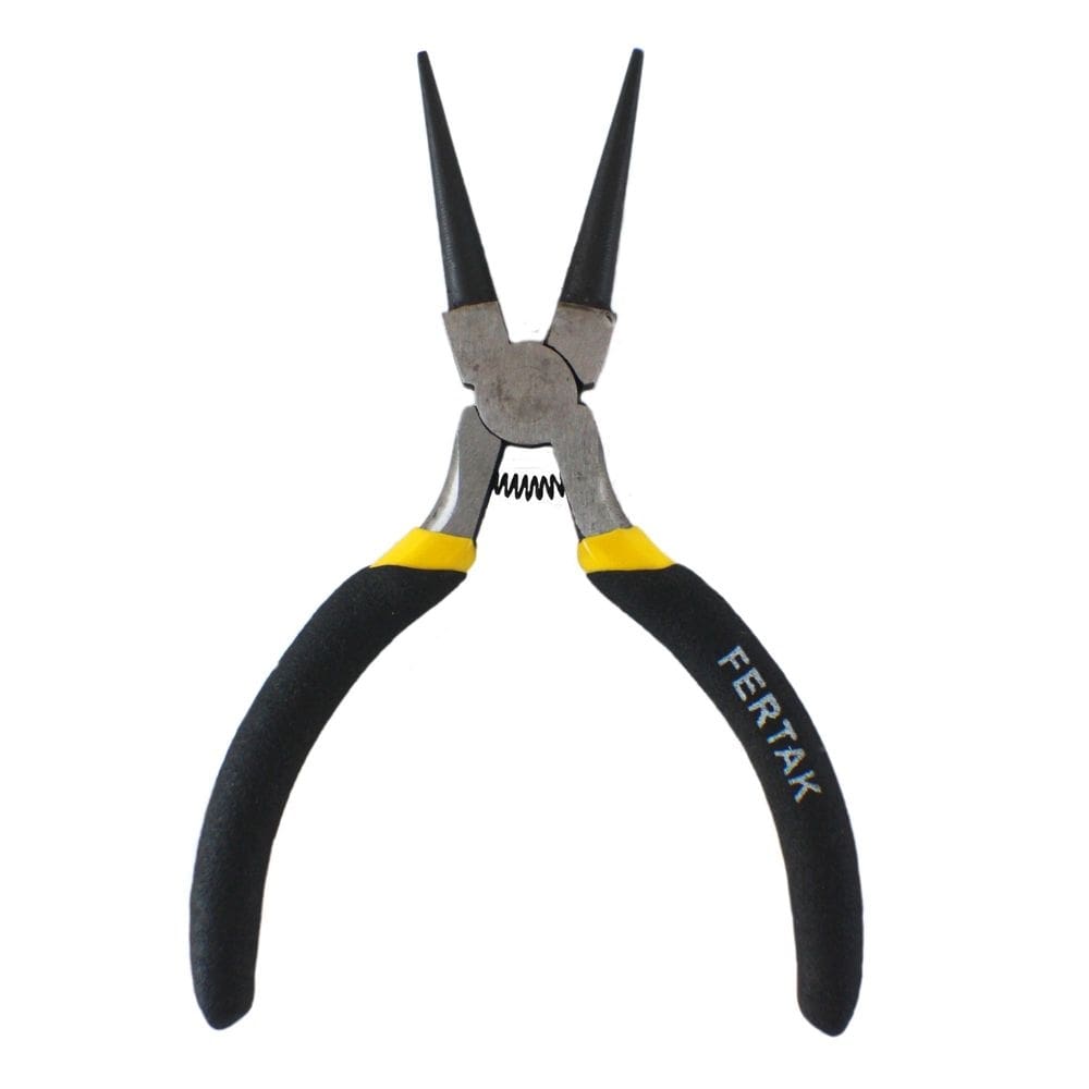 Mini Alicate 4.5&quot; Bico Redondo Mola de Retorno Cabo Antiderrapante Fertak