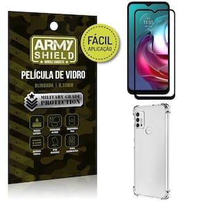 Kit moto g30 película 3d fácil aplicação+capa anti impacto