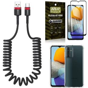 Kit capinha samsung m23 5g + cabo espiral tipo c + película