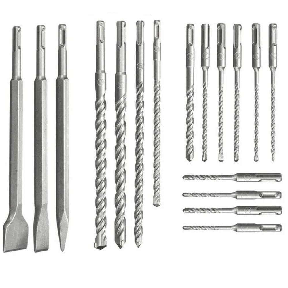 Kit brocas sds plus 17 peças ponteira talhadeira completo