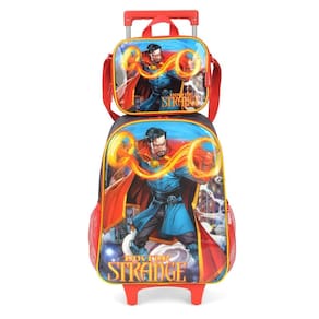 Kit escolar doutor estranho mochila rodinha + lancheira