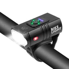 Farol lanterna bike 3 modos led t6 recarregável usb 2500mah