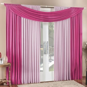 Cortina tendência 4,00m x 2,50m varão em malha sala pink