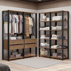 Guarda-roupa Closet Modulado Valencia 4 Gavetas 358cm Rustic/preto Madesa 03 Rustic/preto