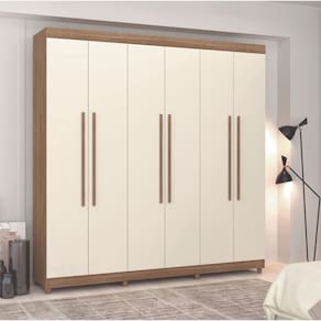 Guarda-roupa Buriti Casal 6 Portas Marrom/Champanhe