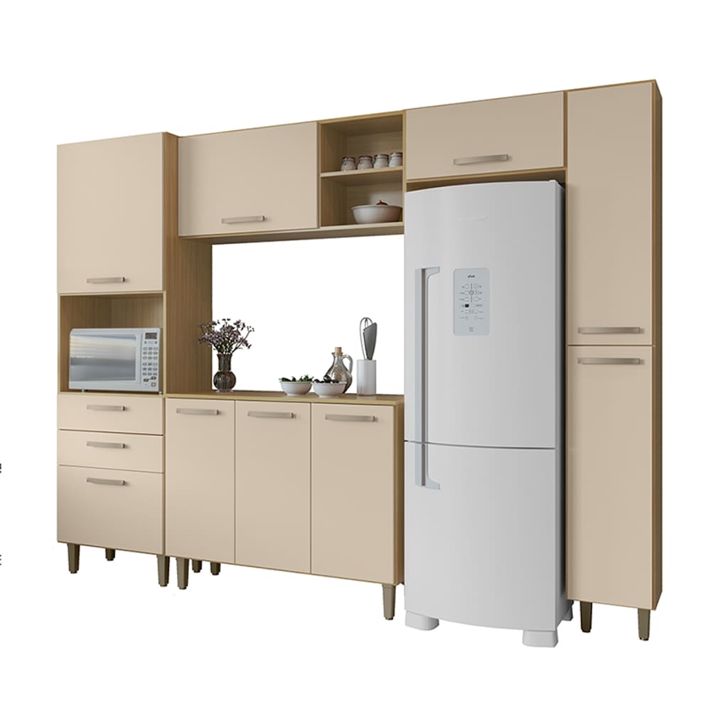 Cozinha Completa Luna 5 Peças I01 Carvalho Off White Clique Chique