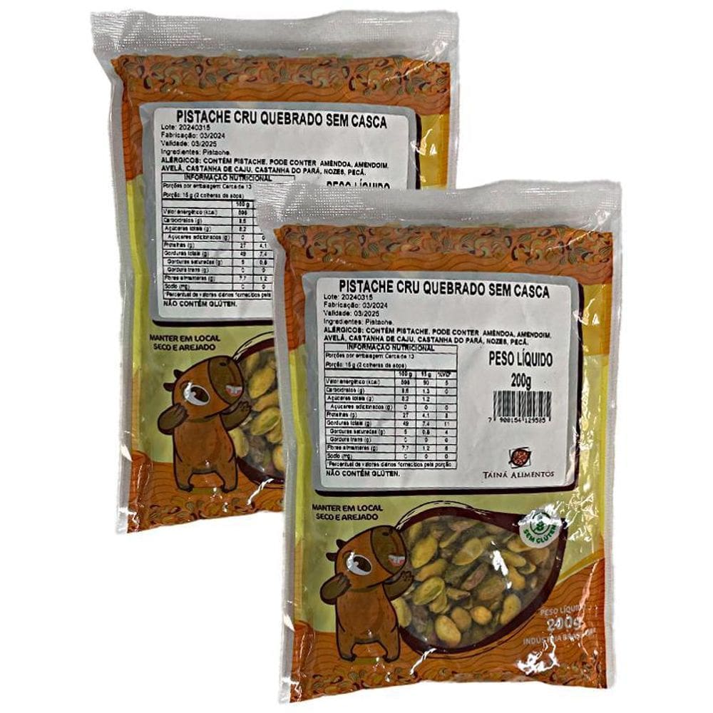 Kit 3X: Pistache Cru Quebrado Sem Casca Tainá Alimentos 200G