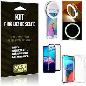 Kit moto e7 flash ring+capa anti impacto+película vidro 3d