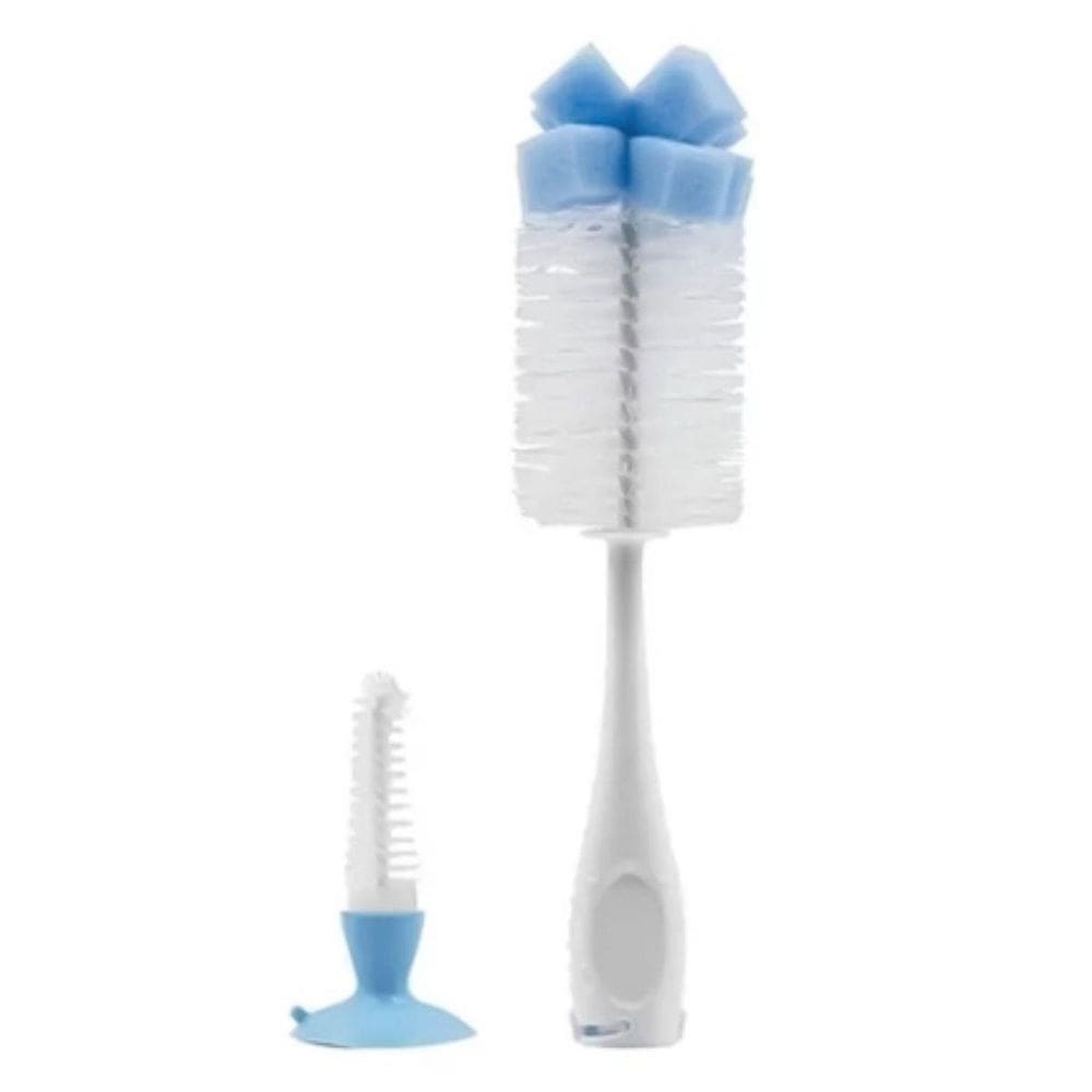 Escova Mamadeira Com Ventosa E Limpador De Bico Azul Buba
