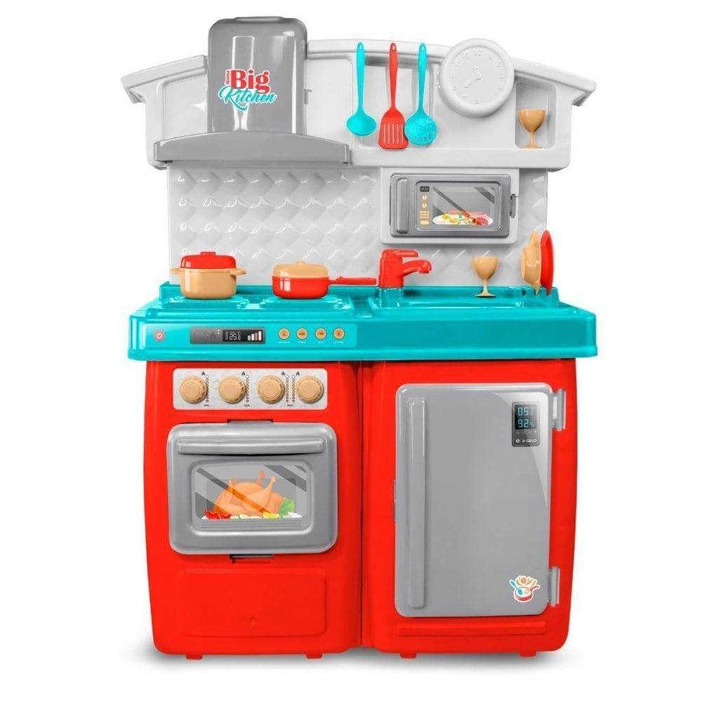 Cozinha Completo Brinquedo Big Kitchen Vermelha 5556 - Roma