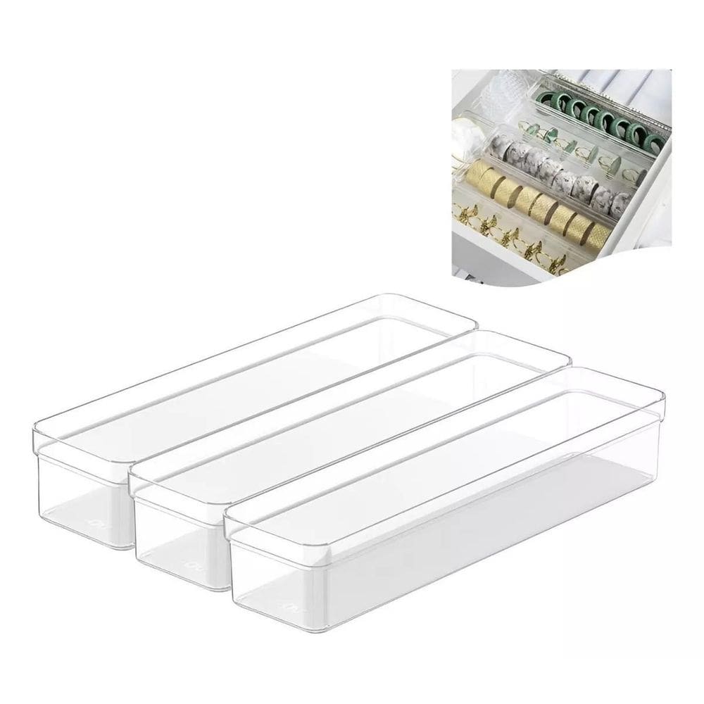 Kit 3 Organizador Gaveta Quarto Cozinha Modular Multiuso