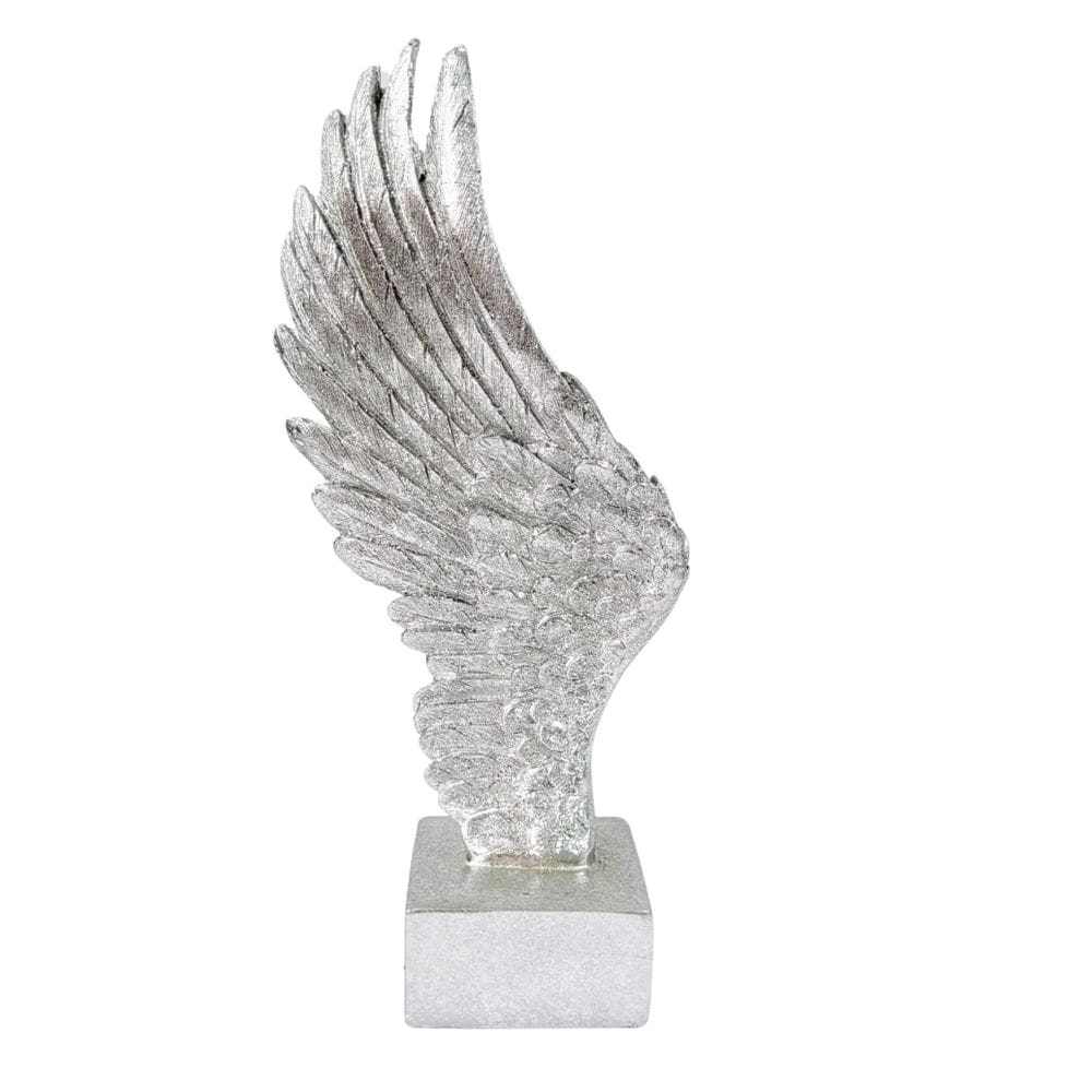 Escultura Asa De Anjo Decorativa Prata Esquerda 25X11X6Cm